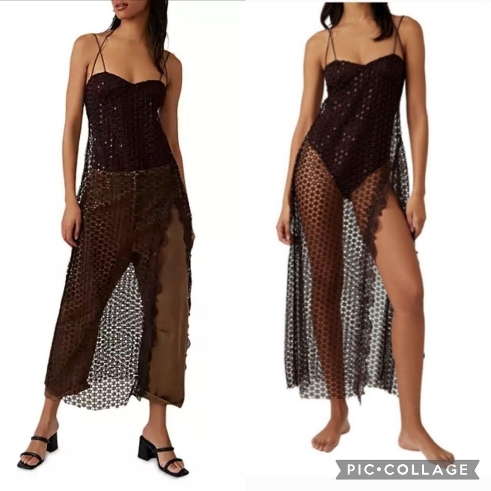 Free People Smoke & Mirrors Lace Overlay Bodysuit Dress